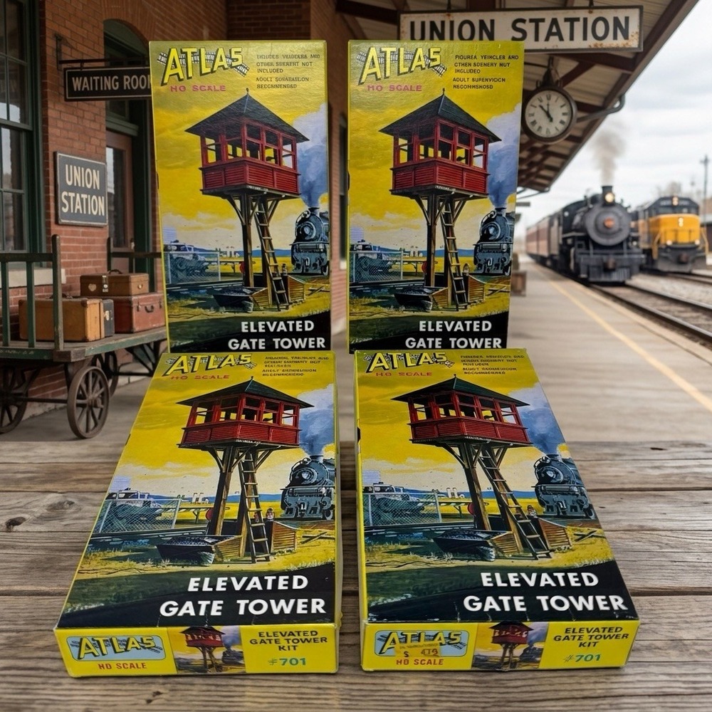Vintage  Atlas #701 Elevated Gate Tower Kit Lot 4 Boxes